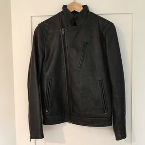 Men’s dark ink blue Banana Republic genuine leather motorcycle jacket size S